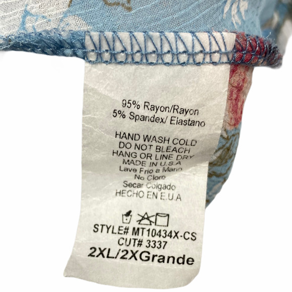 Mai Soli Color Block Floral Blouse 2XL - Picture 3 of 4